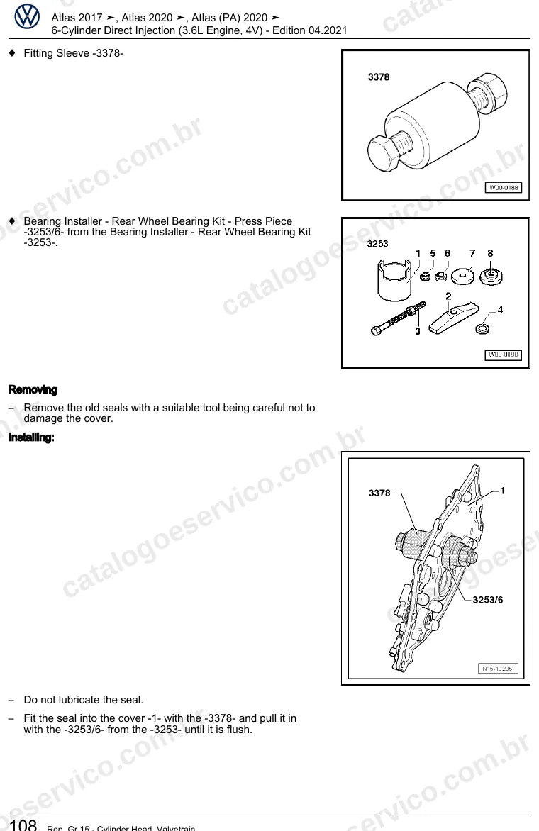 Página ilustrada do manual de serviço do motor 3.6 V6 FSI (CDVC) — Atlas — figura 1