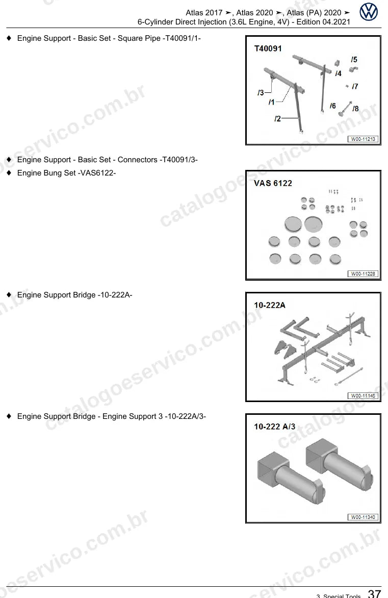 Página ilustrada do manual de serviço do motor 3.6 V6 FSI (CDVC) — Atlas — figura 3