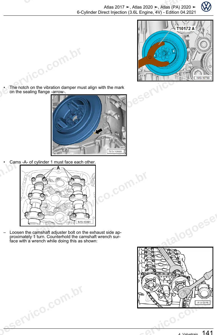 Página ilustrada do manual de serviço do motor 3.6 V6 FSI (CDVC) — Atlas — figura 4
