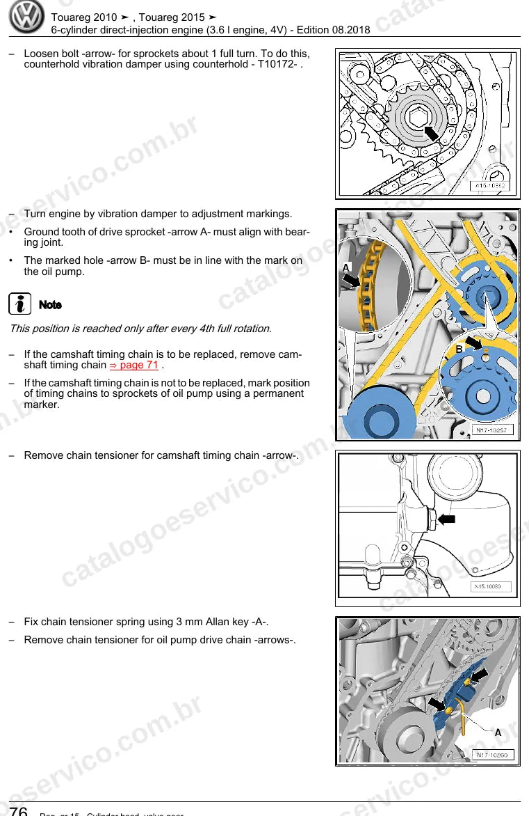 Página ilustrada do manual de serviço do motor 3.6 V6 FSI (CGRA) — Touareg — figura 2