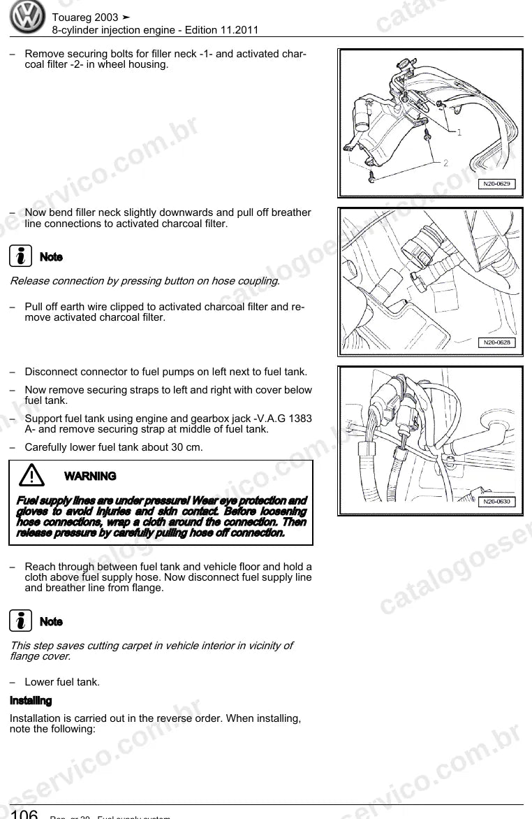 Página ilustrada do manual de serviço do motor 4.2 V8 (AXQ) — Touareg — figura 1