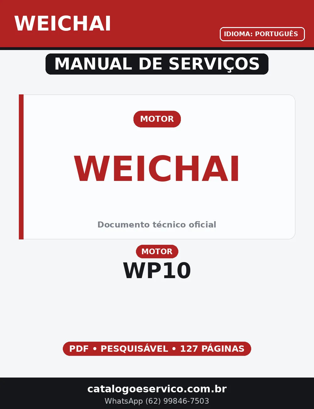 MANUAL DE SERVIÇO MOTOR - WP10 - WEICHAI — capa do manual de serviço
