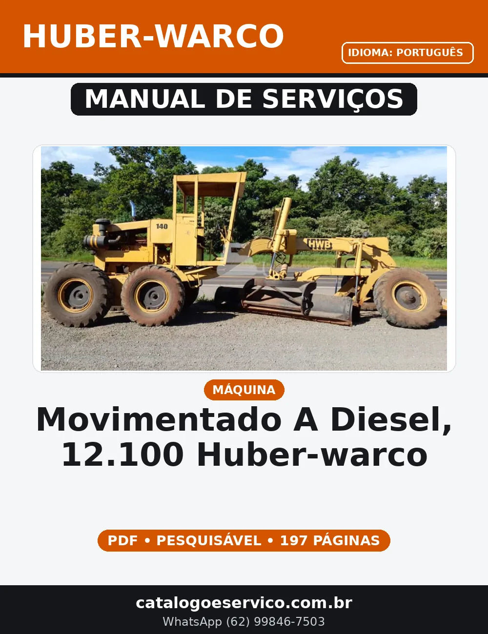 MANUAL DE SERVIÇO MOVIMENTADO A DIESEL, 12.100  HUBER-WARCO — capa do manual de serviço