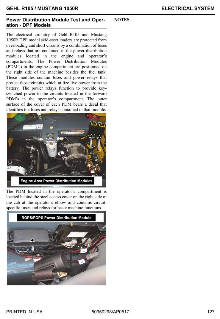 Manual de Serviço Mustang 1050R R105 Mini Carregadeira — versões DPF e não-DPF com regeneração, testes e tabela-verdade do intertravamento — página interna 2