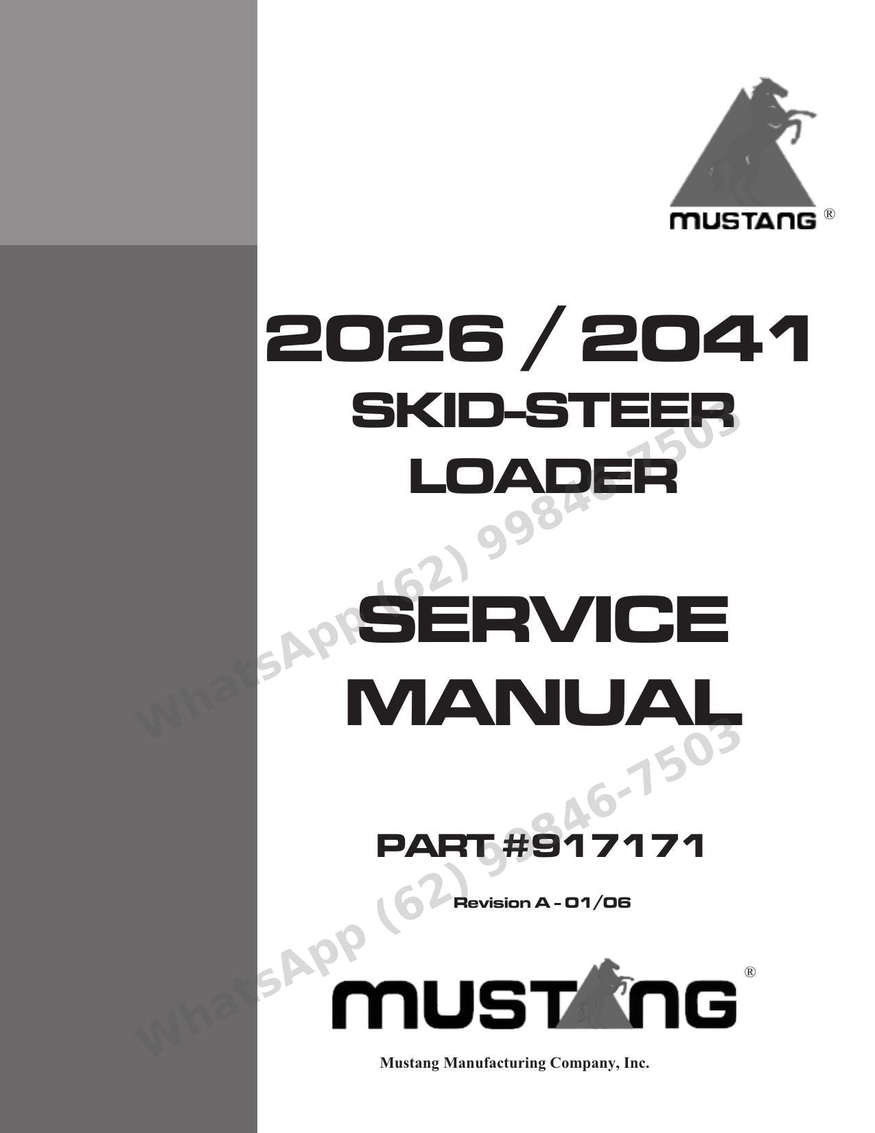 Manual de Serviço Mustang 2026 2041 Mini Carregadeira — oficina completa da dupla 2026/2041 com motores Yanmar e testes de pressão