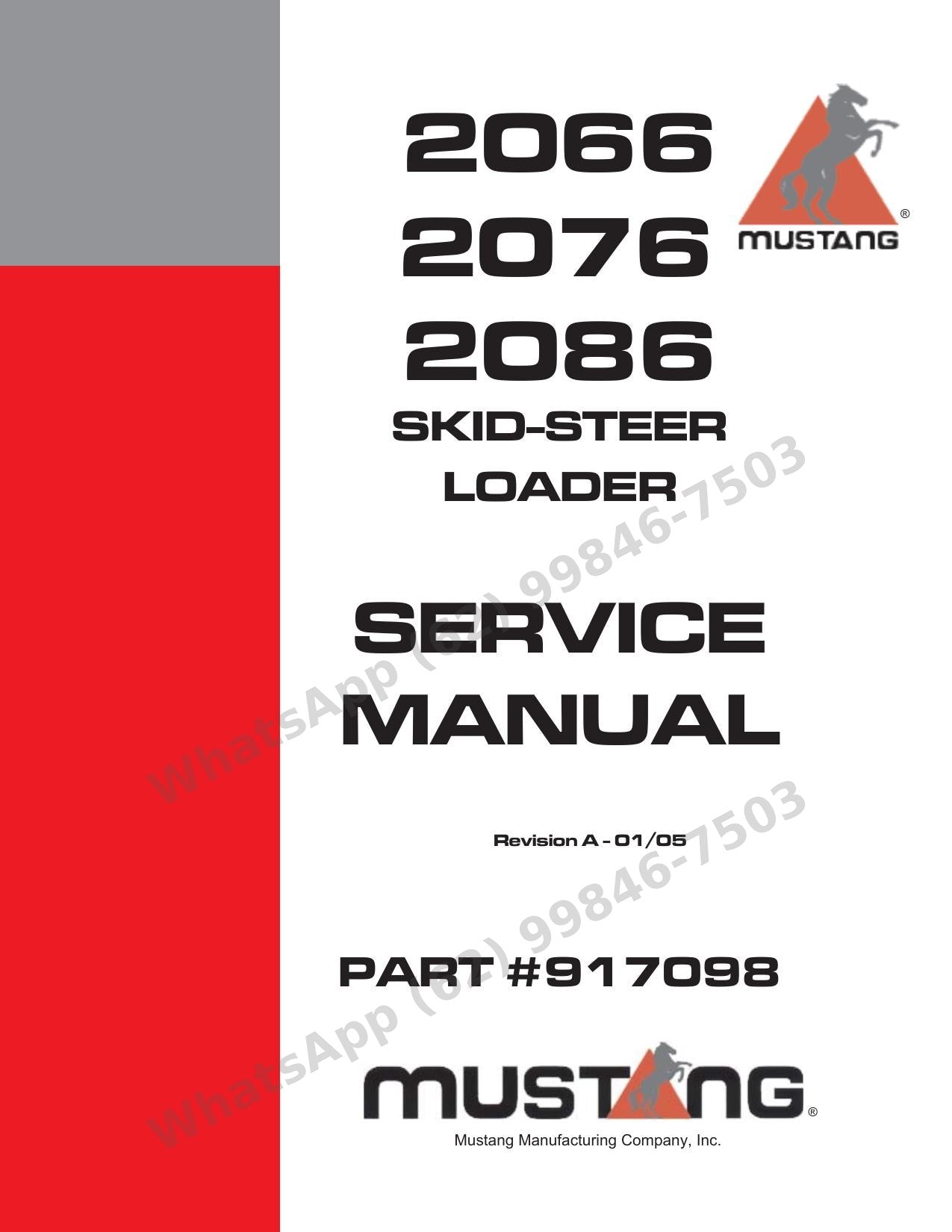 Manual de Serviço Mustang 2066 2076 2086 Mini Carregadeira — família 2066–2086 com esquemas elétricos e três padrões de comando