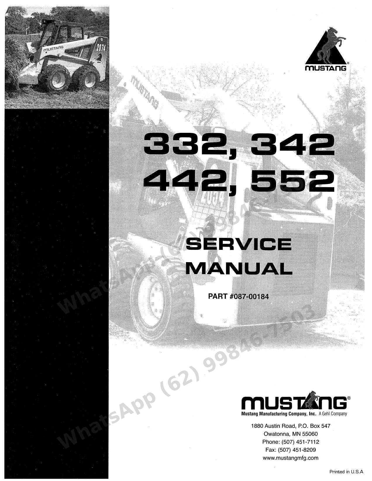 Manual de Serviço Mustang 332 342 442 552 Mini Carregadeira — hidrostática Eaton e boas práticas de hidráulica dos clássicos Mustang