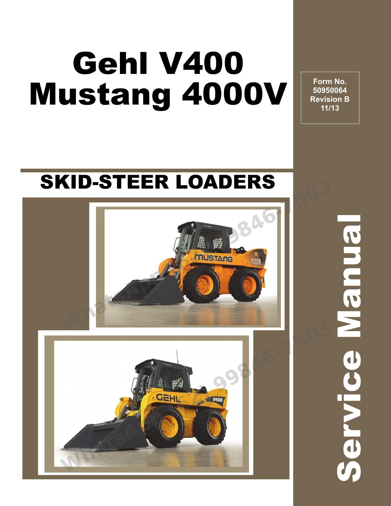 Manual de Serviço Mustang 4000V V400 Mini Carregadeira — manual das gêmeas de elevação vertical com procedimentos por comando