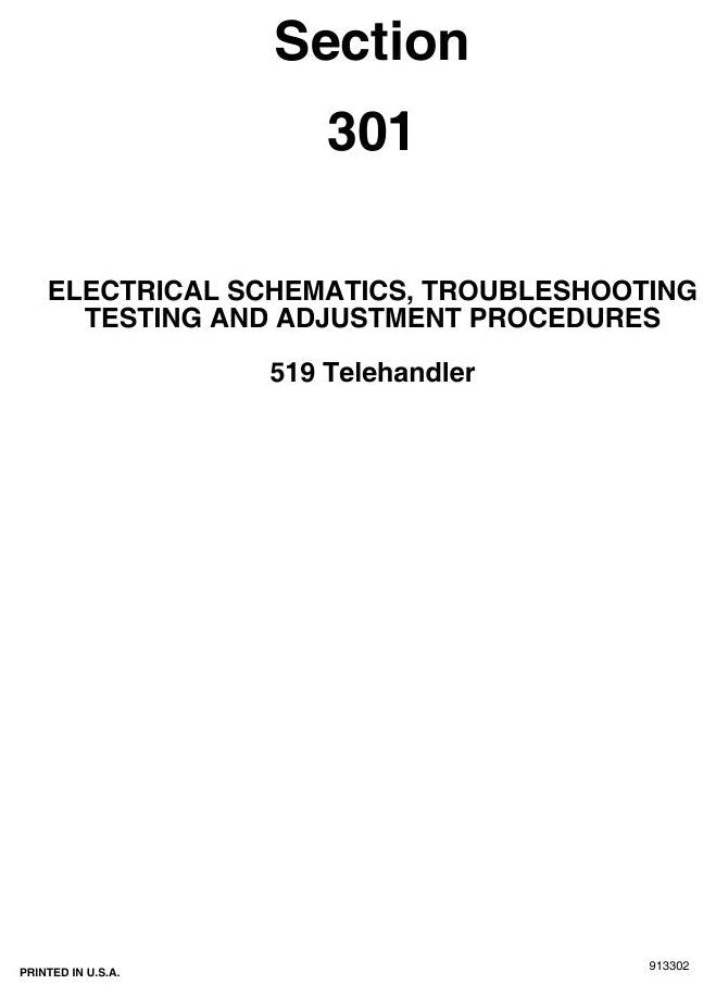 Manual de Serviço Mustang 519 Manipulador Telescópico — lança telescópica, cilindros e esquemas com diagnóstico seção a seção — página interna 1