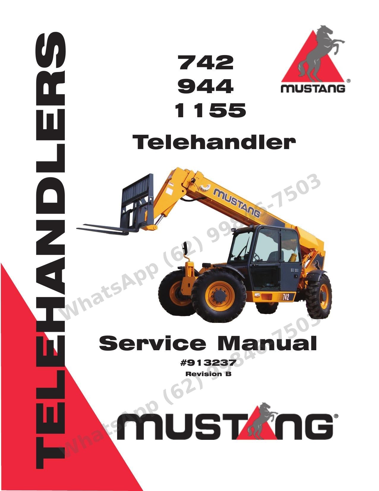 Manual de Serviço Mustang 742 944 1155 Manipulador Telescópico — família telehandler completa com John Deere 4045T por número de série