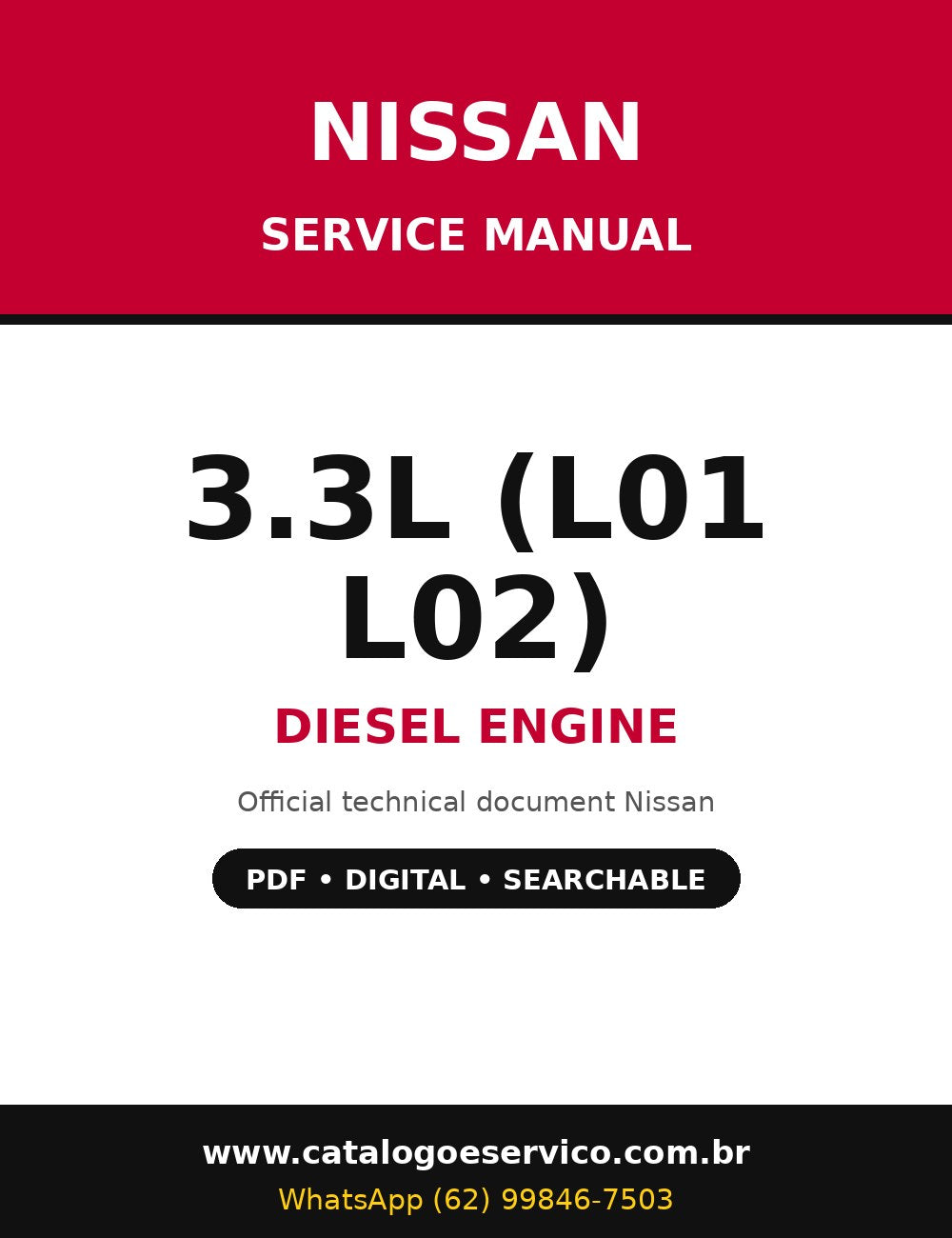 Manual de Serviço Nissan 3.3L (L01 L02) - Motor Diesel (Inglês)