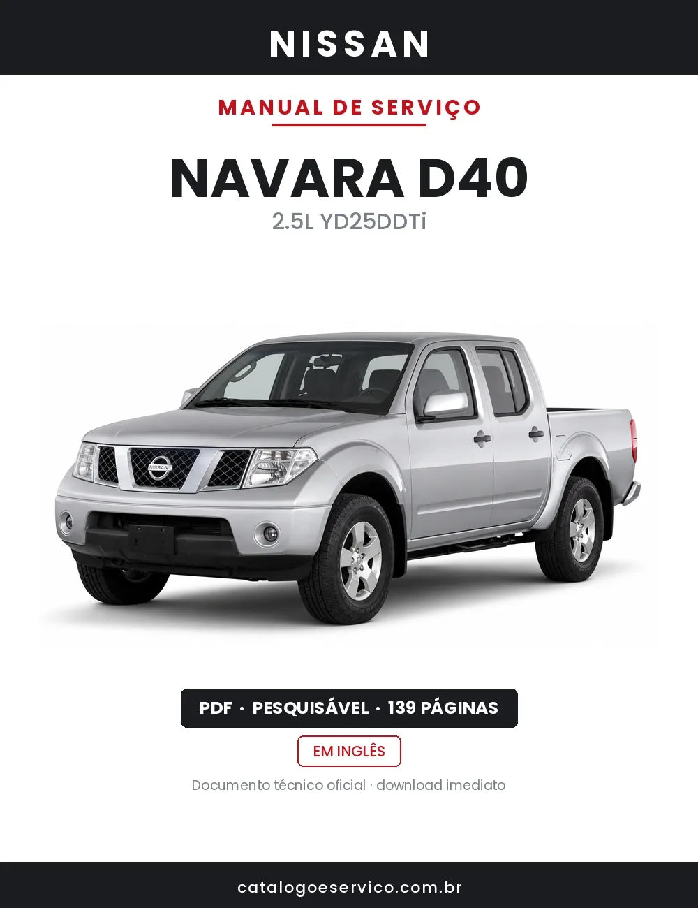 Manual de Serviço Nissan Navara D40 — capa