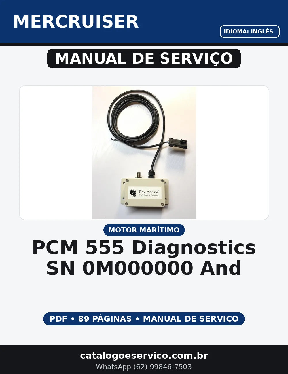 MANUAL DE SERVIÇO PCM 555 DIAGNOSTICS SN 0M000000 AND ABOVE  MERCRUISER — capa do manual de serviço