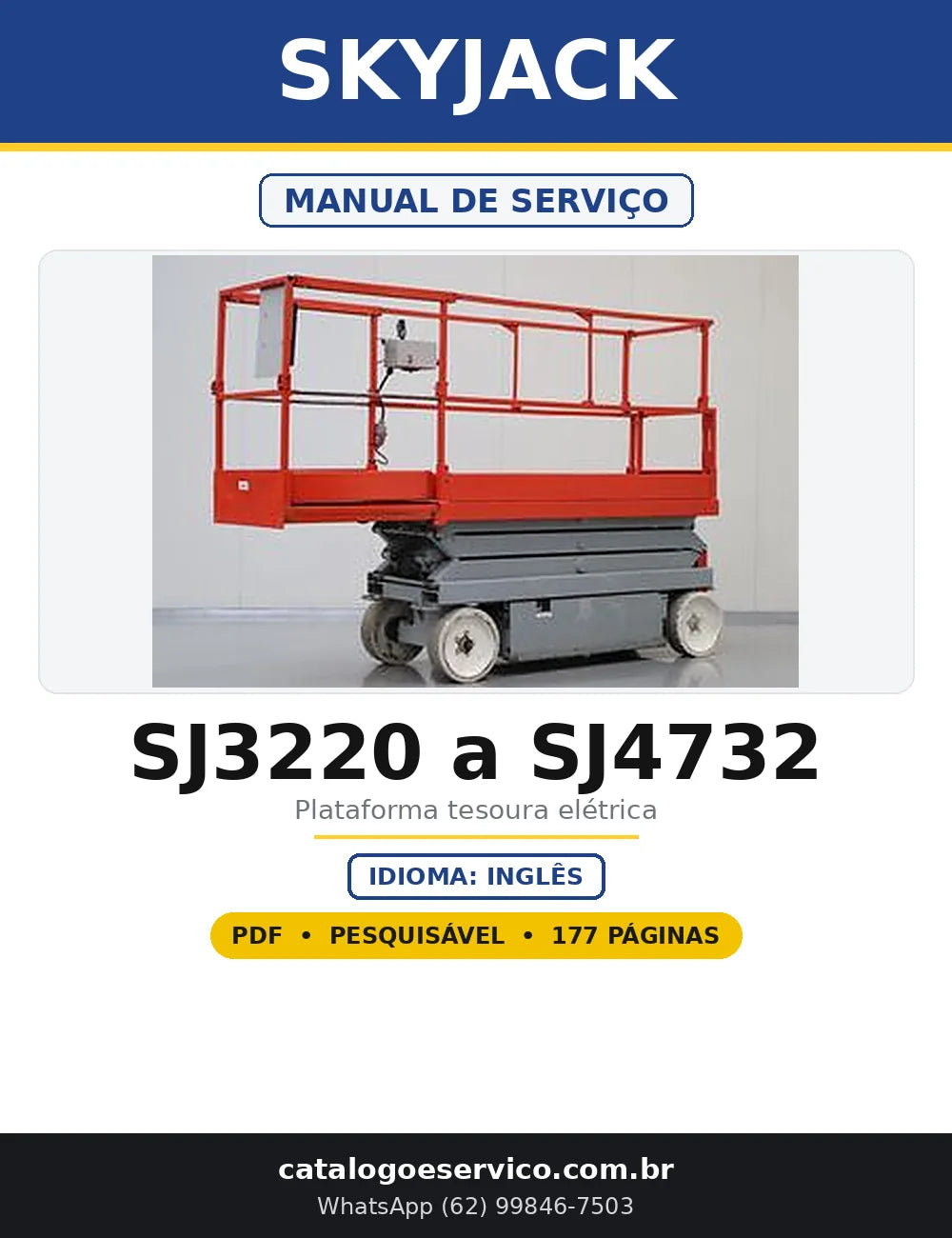 Capa do Manual de Serviço Skyjack SJ3220 a SJ4732 em PDF com 177 páginas