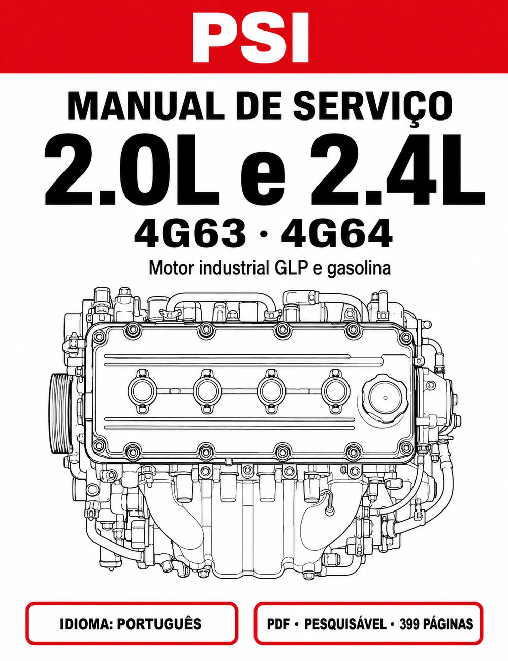 Manual de Serviço PSI 2.0L e 2.4L em português - motores 4G63 e 4G64 - capa