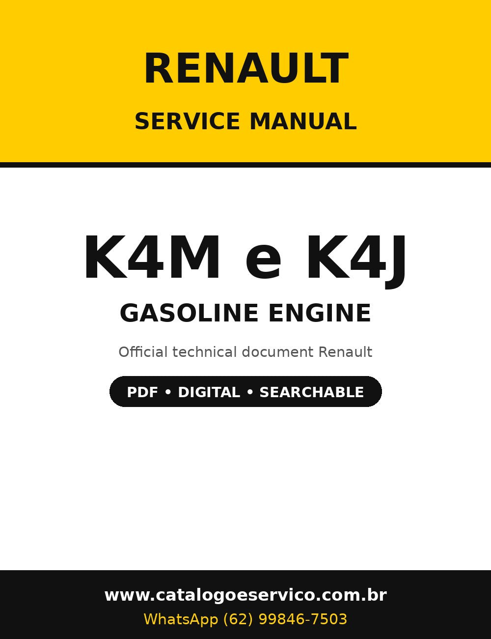Manual de Serviço Renault K4M e K4J - Motor a Gasolina (Inglês)