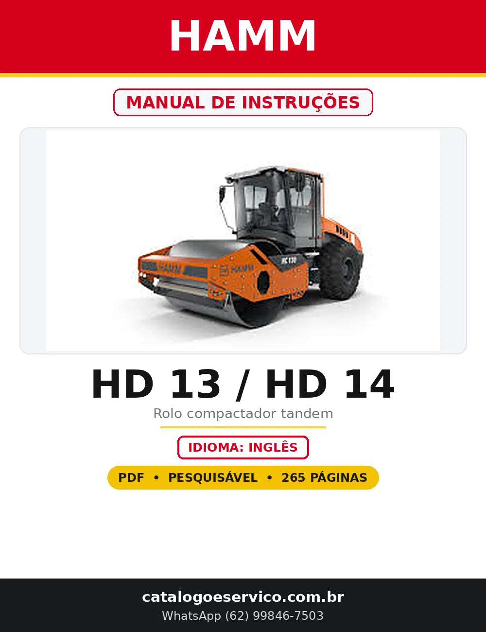 Capa do Manual de Instruções Hamm HD 13 / HD 14 em PDF com 265 páginas