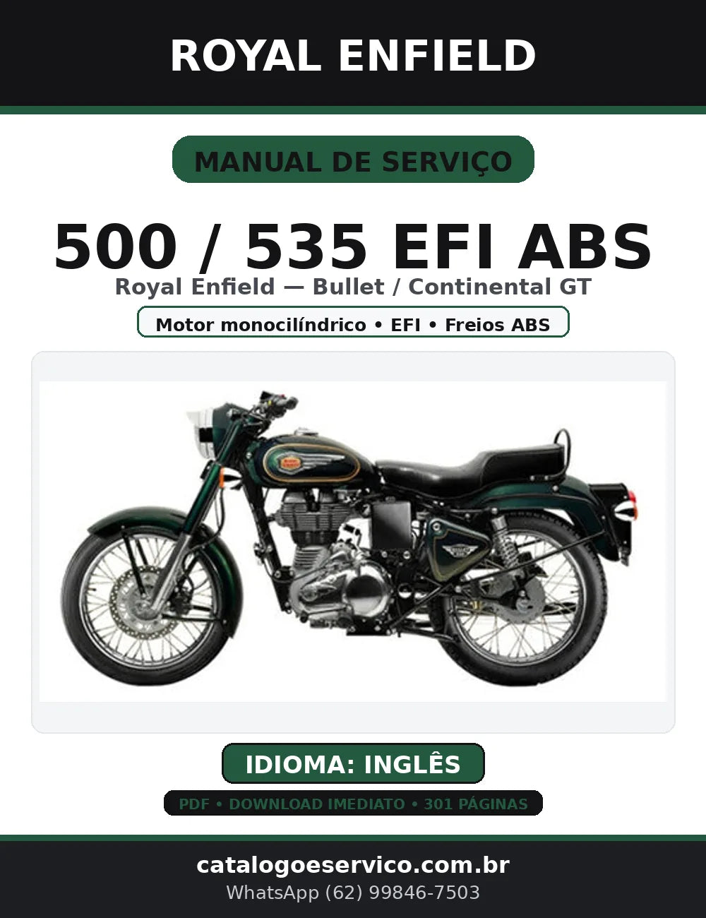 Manual de Serviço Royal Enfield 500/535 EFI ABS 2016-2017 (PDF) — capa
