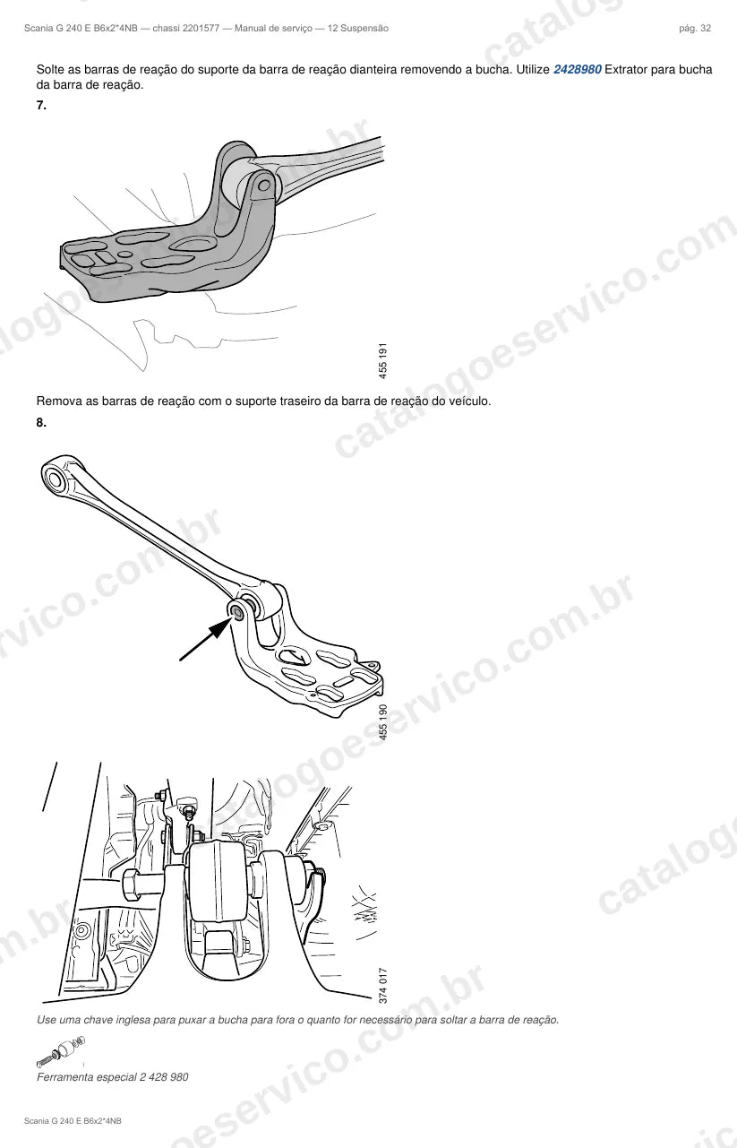 Ilustração do grupo suspensão no Manual de Serviço Scania G 240