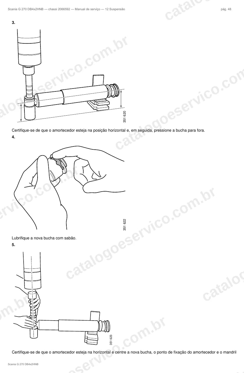 Ilustração do grupo suspensão no Manual de Serviço Scania G 270