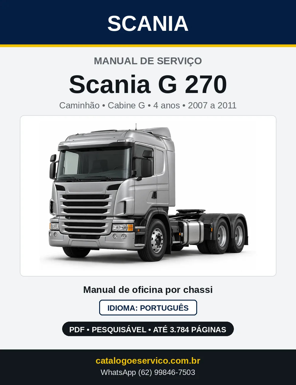 Capa do Manual de Serviço Scania G 270 em PDF