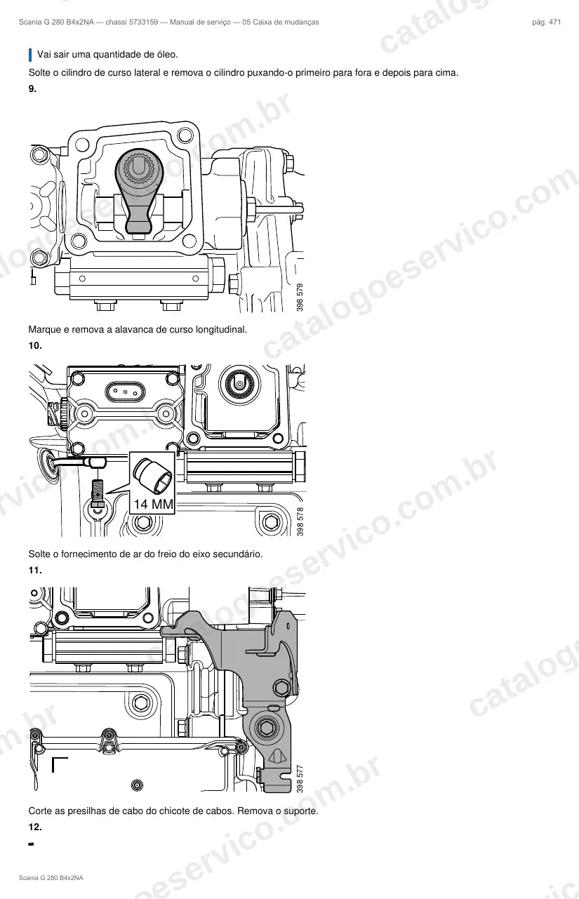 Ilustração do grupo caixa de mudanças no Manual de Serviço Scania G 280