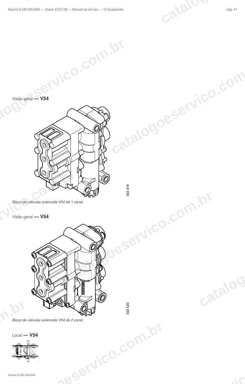 Ilustração do grupo suspensão no Manual de Serviço Scania G 280