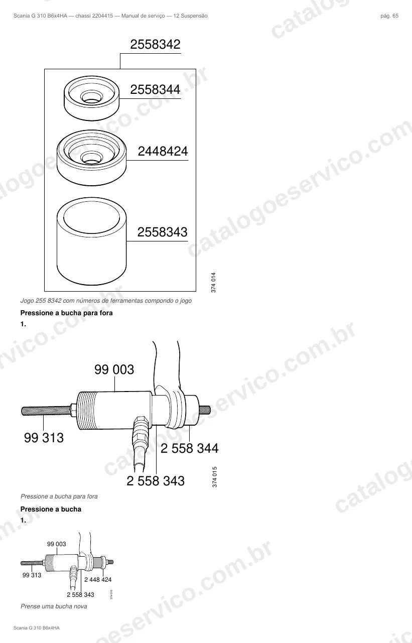 Ilustração do grupo suspensão no Manual de Serviço Scania G 310