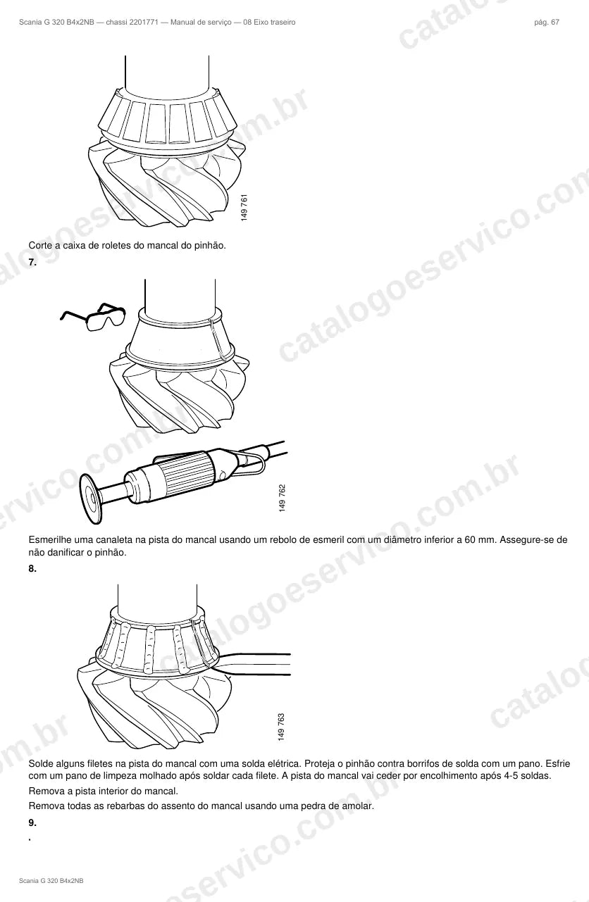 Ilustração do grupo eixo traseiro no Manual de Serviço Scania G 320