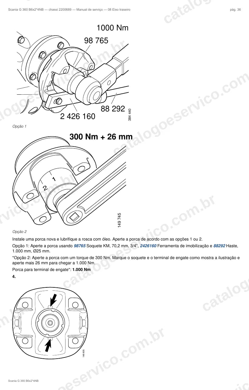 Ilustração do grupo eixo traseiro no Manual de Serviço Scania G 360
