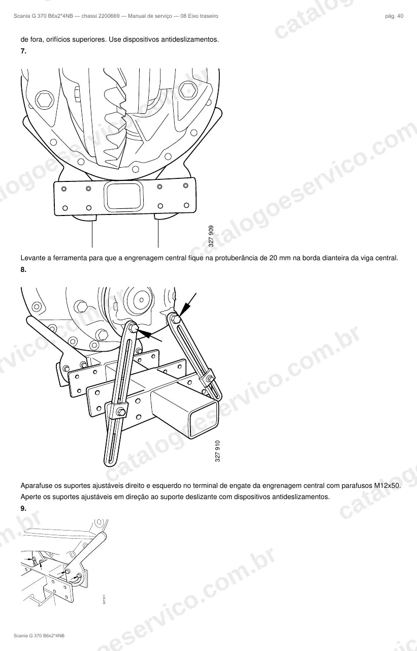 Ilustração do grupo eixo traseiro no Manual de Serviço Scania G 370
