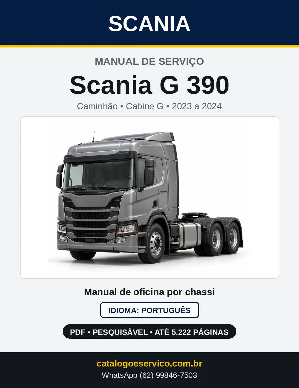 Capa do Manual de Serviço Scania G 390 em PDF