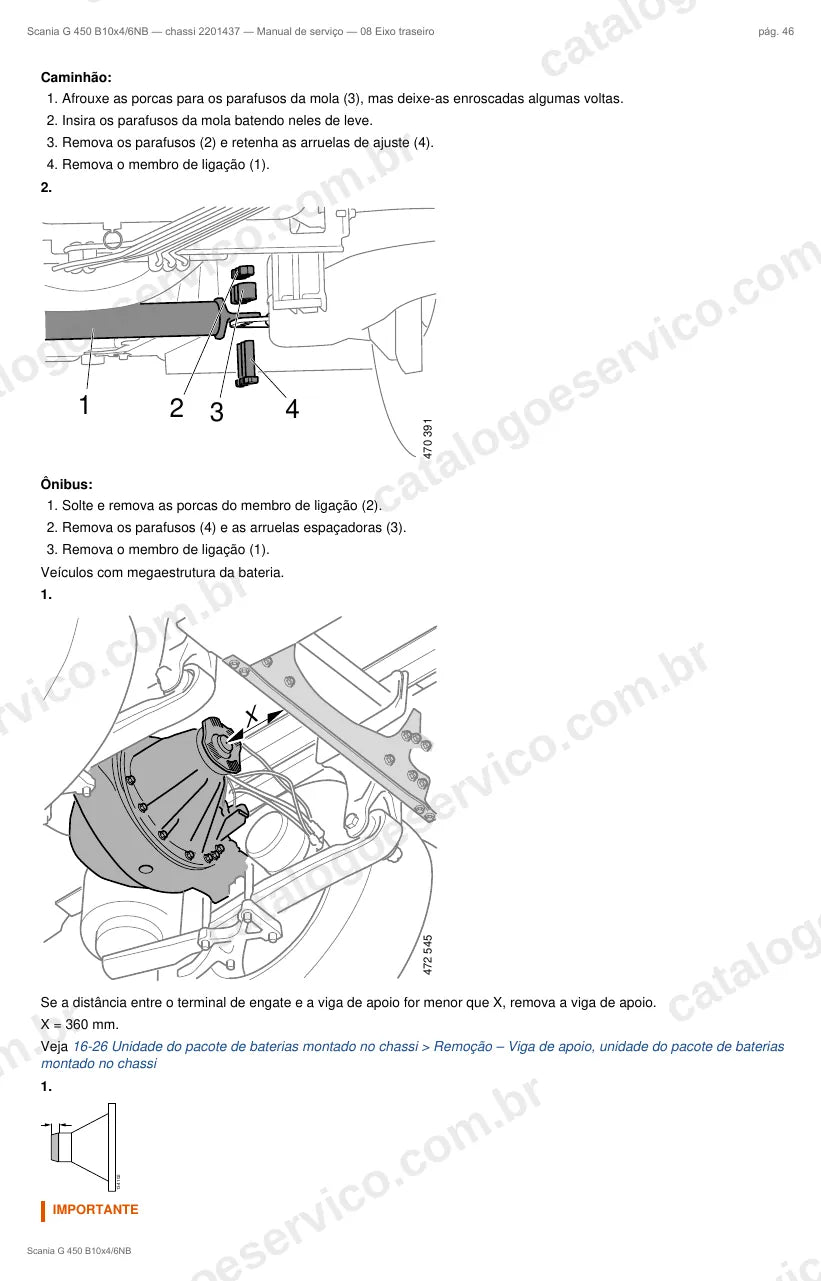 Ilustração do grupo eixo traseiro no Manual de Serviço Scania G 450