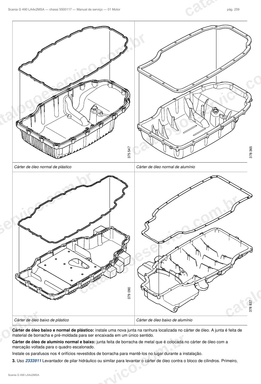 Ilustração do grupo motor no Manual de Serviço Scania G 490