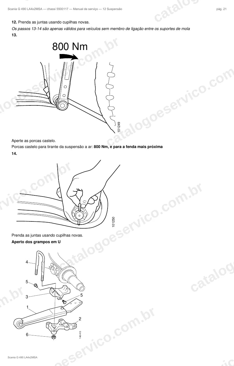 Ilustração do grupo suspensão no Manual de Serviço Scania G 490