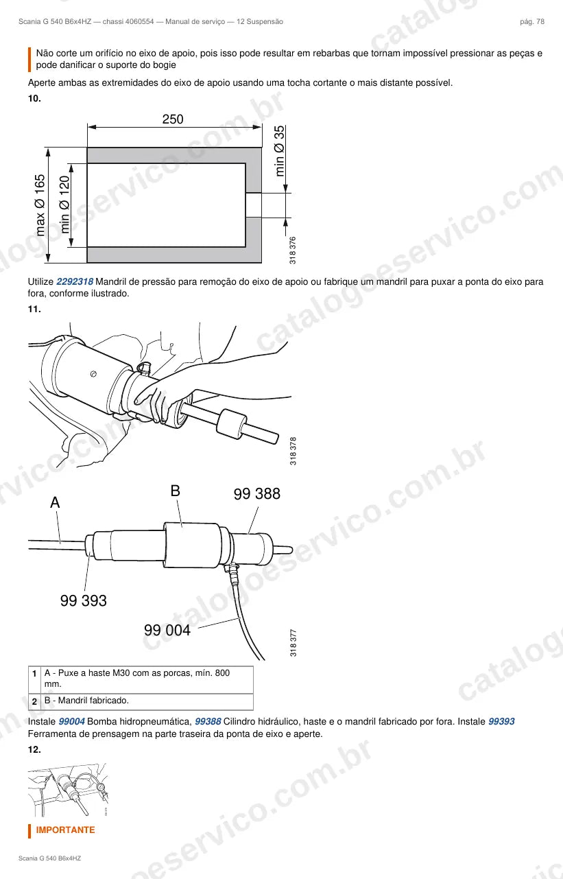 Ilustração do grupo suspensão no Manual de Serviço Scania G 540