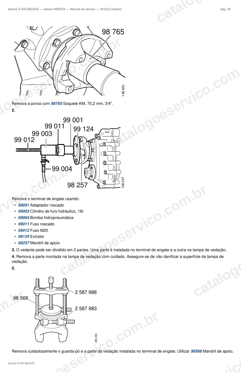 Ilustração do grupo eixo traseiro no Manual de Serviço Scania G 540