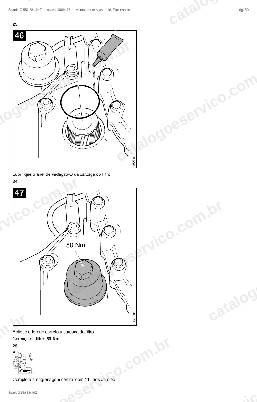 Ilustração do grupo eixo traseiro no Manual de Serviço Scania G 550
