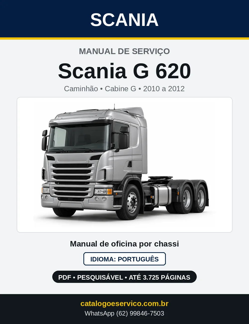 Capa do Manual de Serviço Scania G 620 em PDF