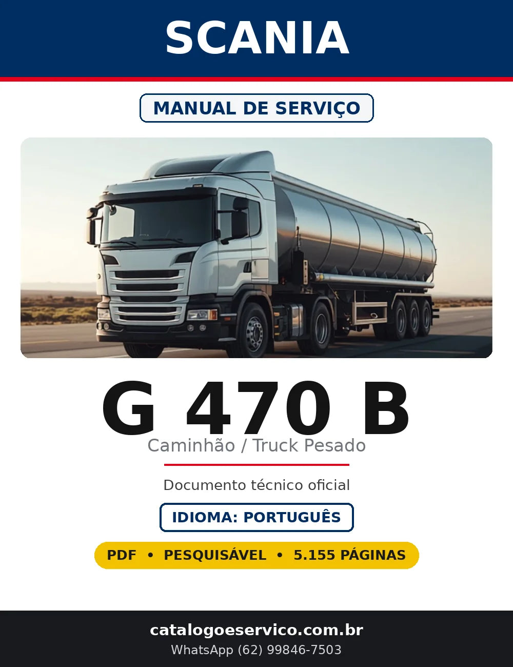 Capa do Manual de Serviço do caminhão Scania G 470 B em PDF com 5.155 páginas