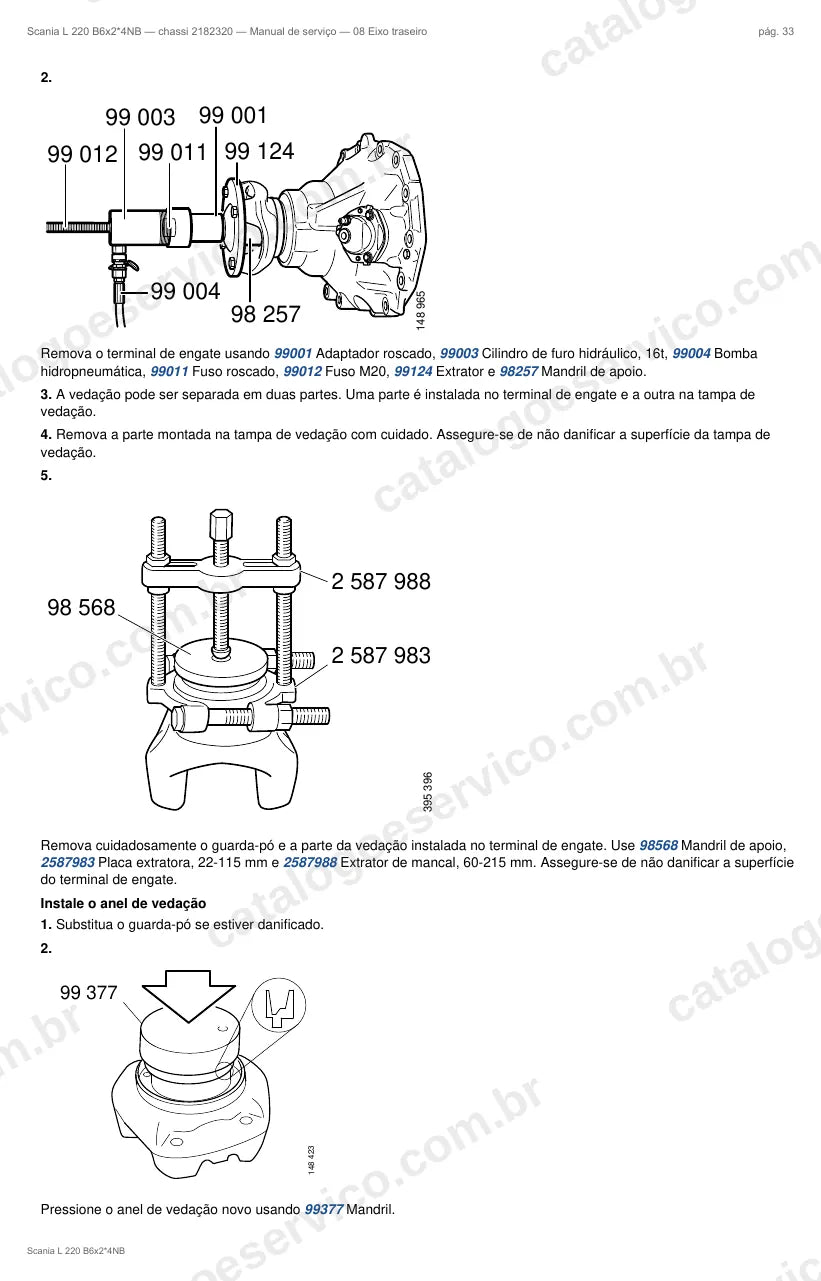 Ilustração do grupo eixo traseiro no Manual de Serviço Scania L 220