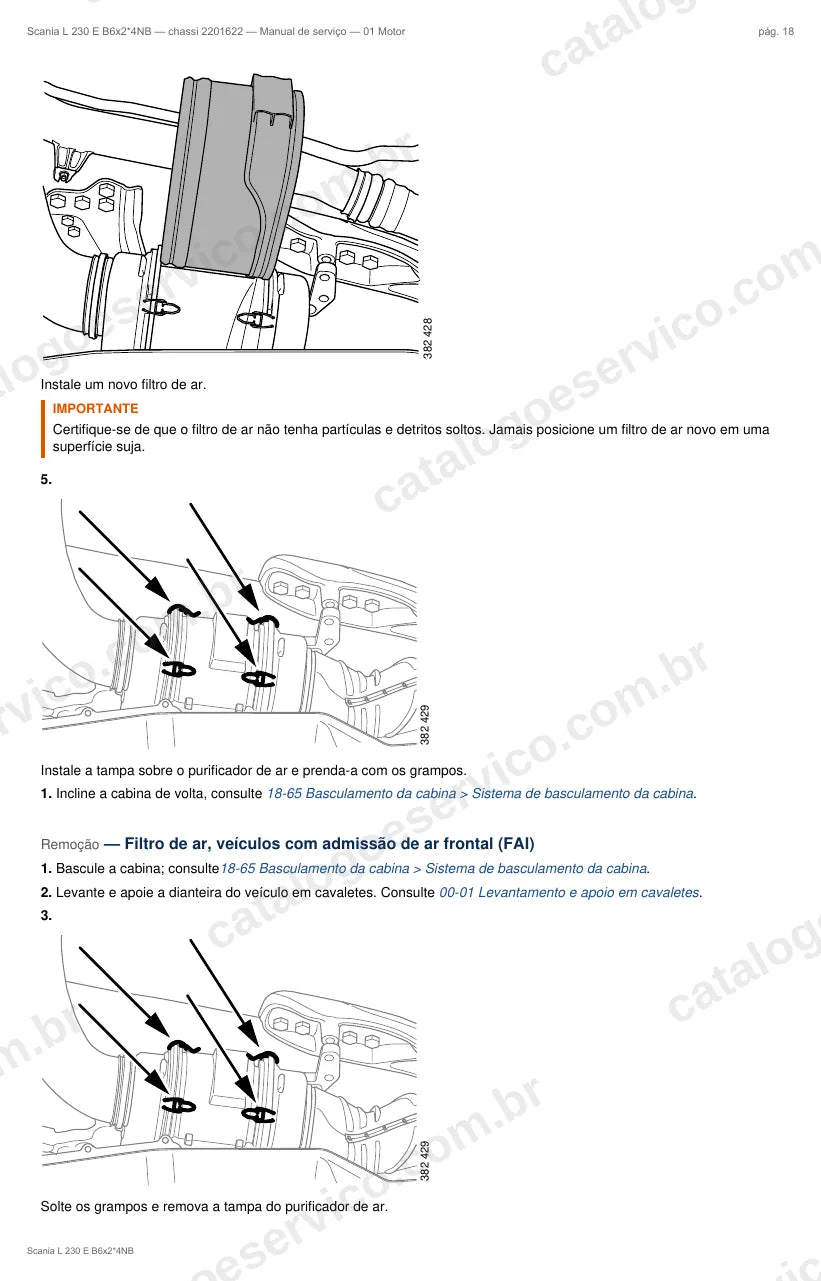 Ilustração do grupo motor no Manual de Serviço Scania L 230