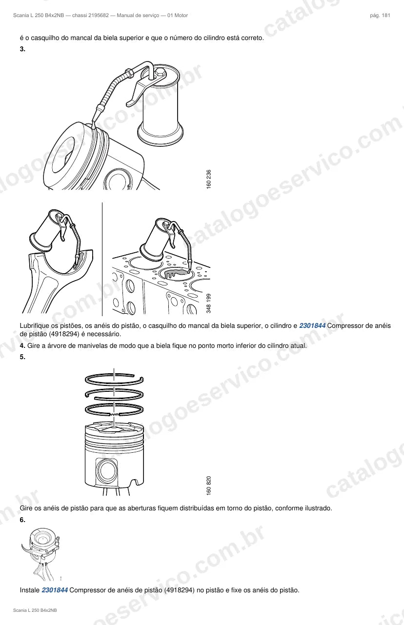 Ilustração do grupo motor no Manual de Serviço Scania L 250