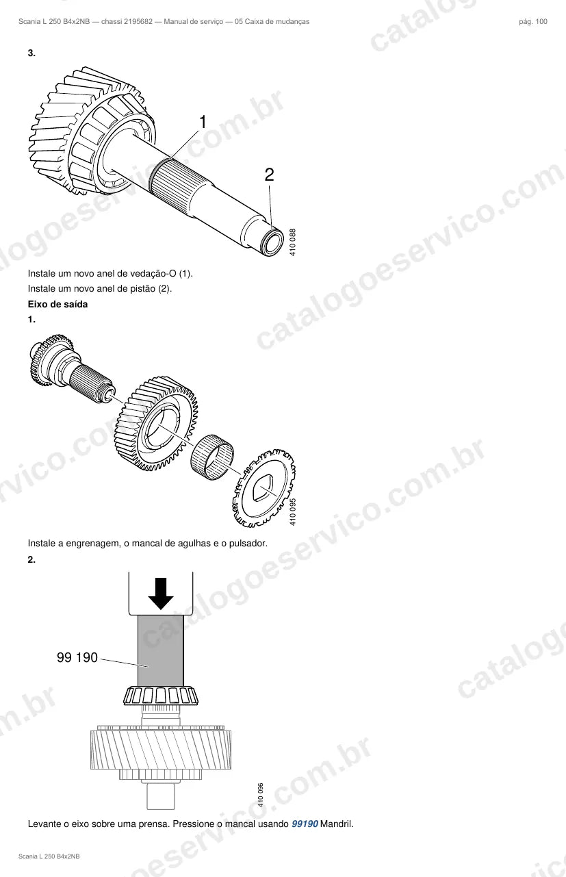 Ilustração do grupo caixa de mudanças no Manual de Serviço Scania L 250