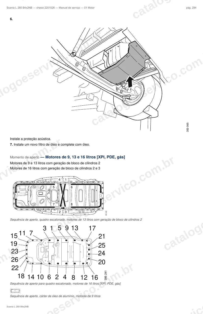 Ilustração do grupo motor no Manual de Serviço Scania L 280