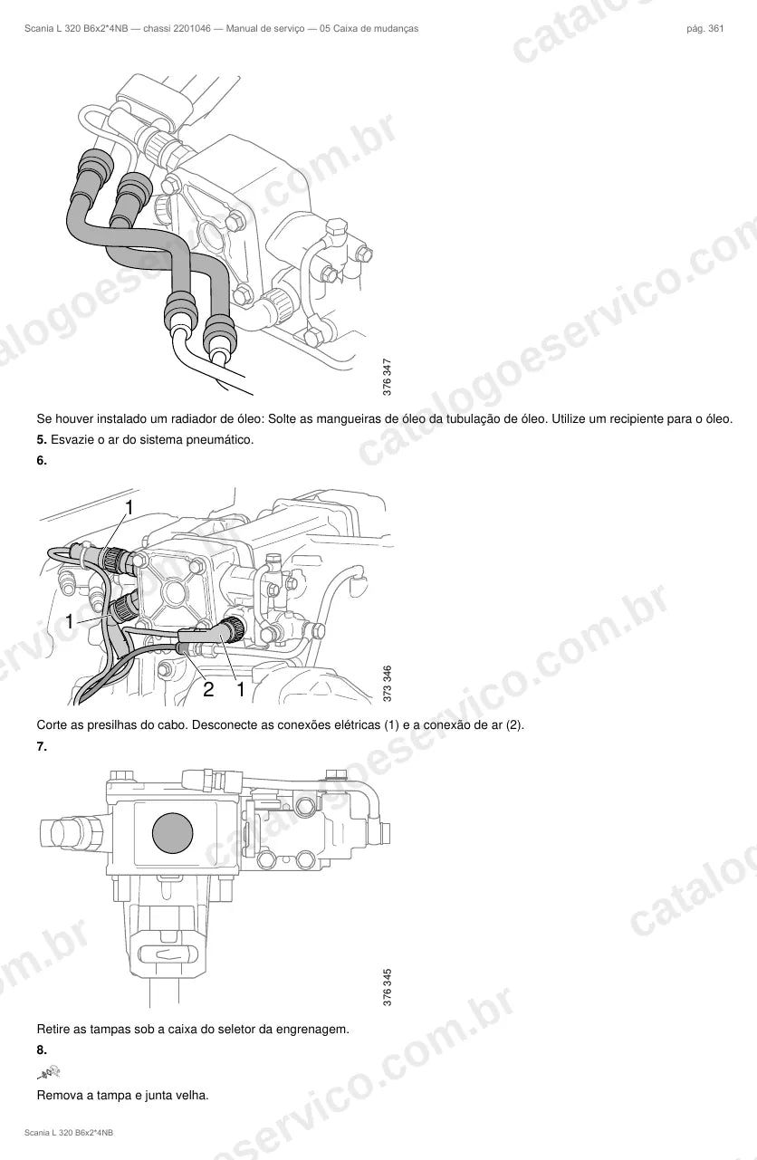 Ilustração do grupo caixa de mudanças no Manual de Serviço Scania L 320