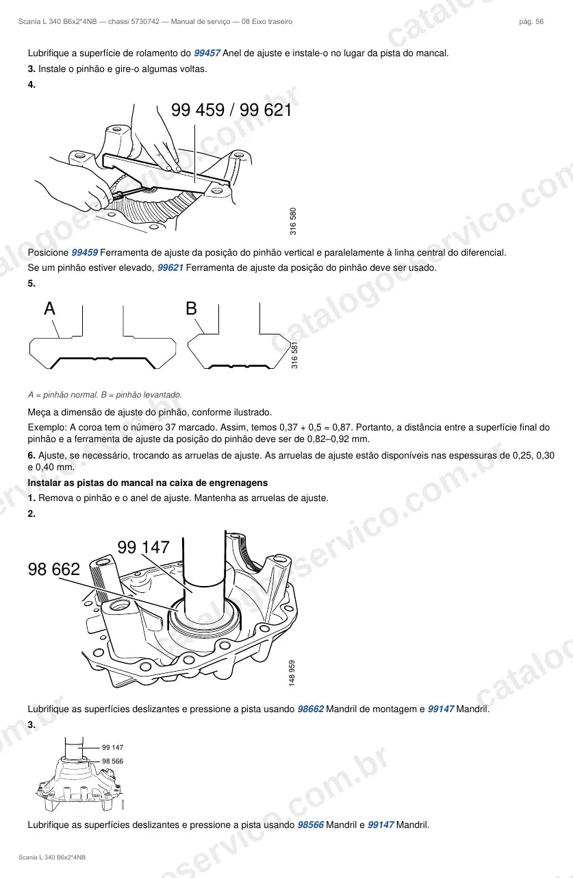 Ilustração do grupo eixo traseiro no Manual de Serviço Scania L 340