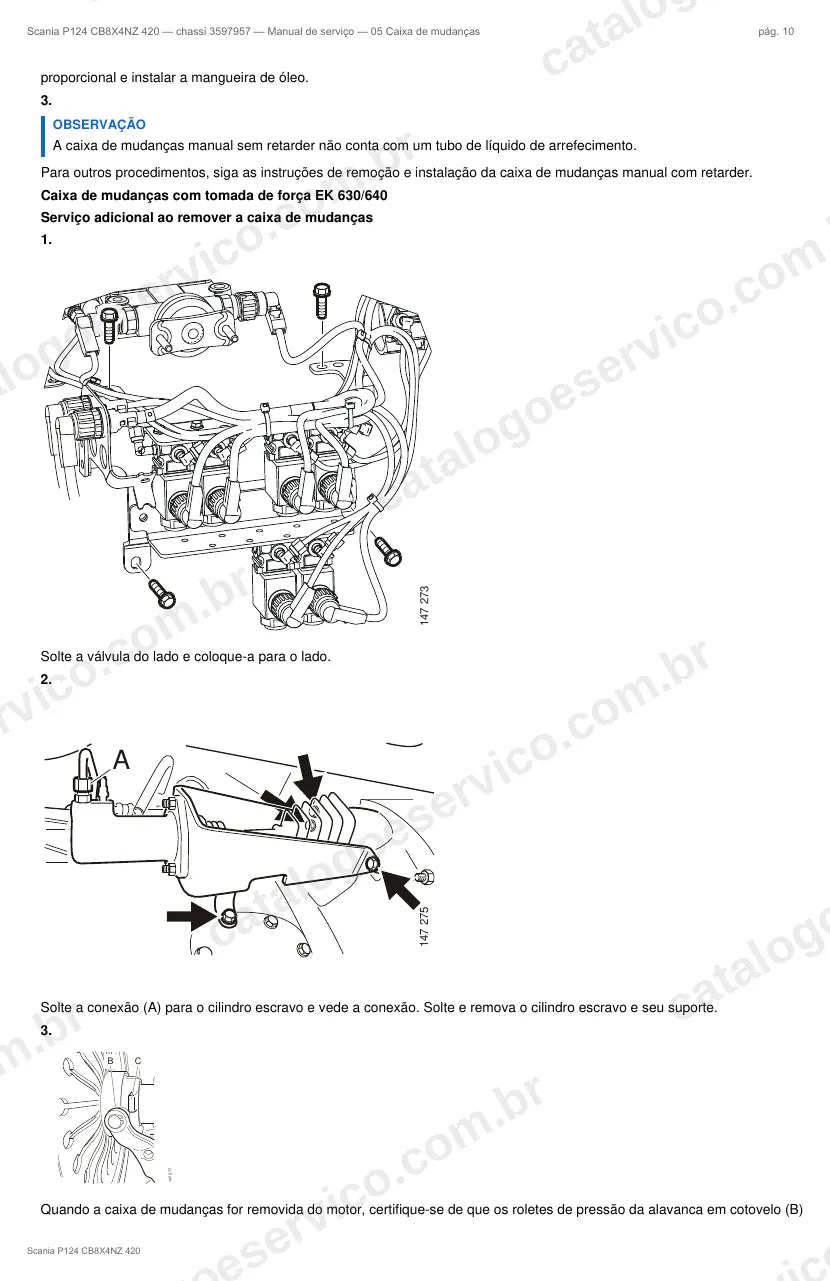 Ilustração do grupo caixa de mudanças no Manual de Serviço Scania P 124