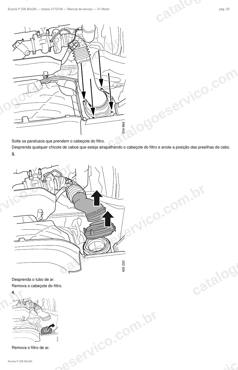 Ilustração do grupo motor no Manual de Serviço Scania P 206