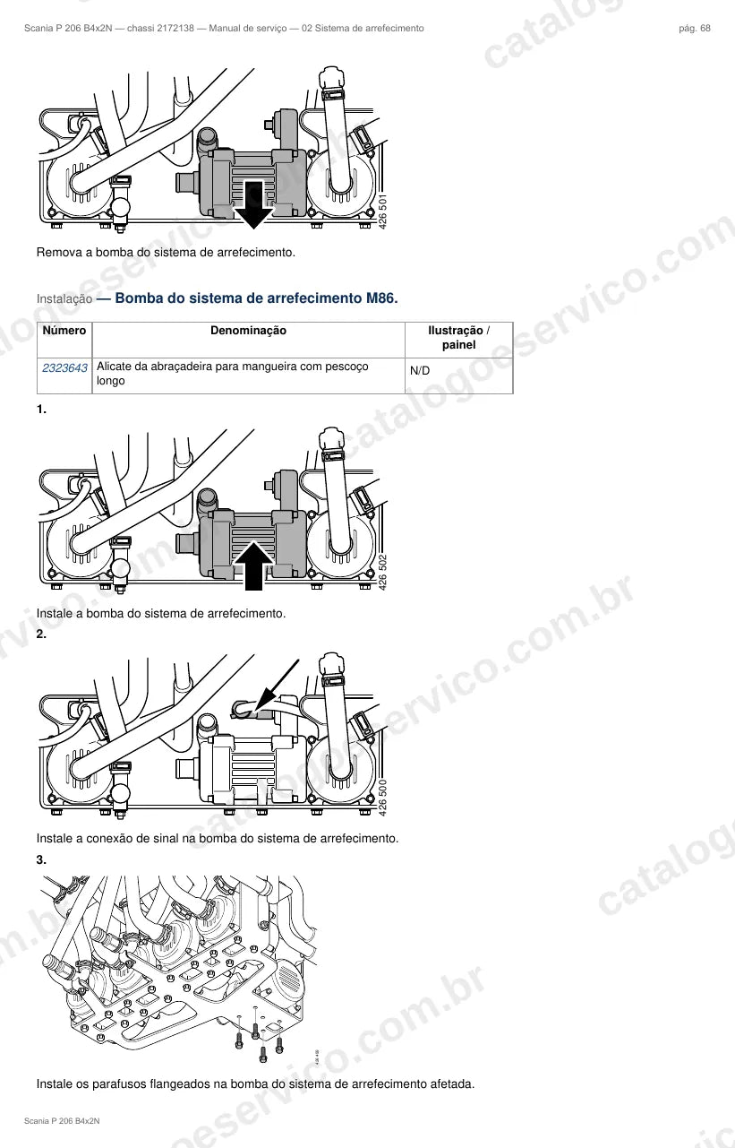 Ilustração do grupo sistema de arrefecimento no Manual de Serviço Scania P 206